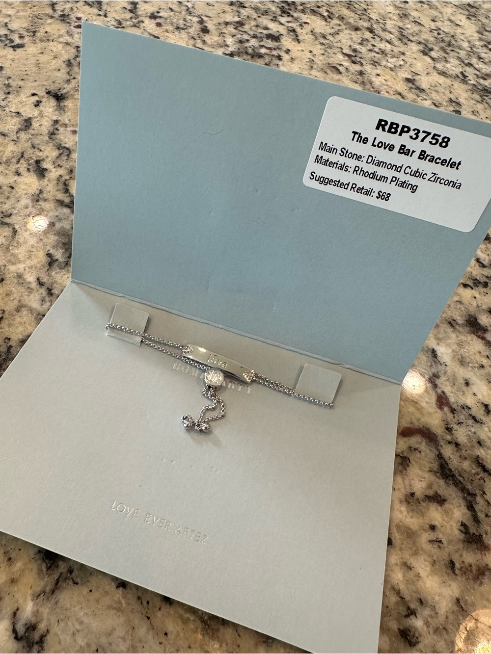 Bomb Party Love Ever After (For the Mrs.) The Love Bar Bracelet Rhodium Plating